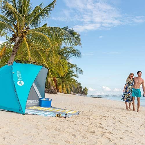  Easthills Outdoors Coastview Ultra XL 4-6 Person Family Beach Tent Quick Setup Instant Anti UV Double Silver Coated Sun Shelter with Extended Floor & Big Window Pacific Blue