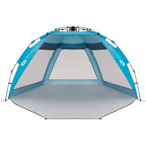  Easthills Outdoors Coastview Ultra XL 4-6 Person Family Beach Tent Quick Setup Instant Anti UV Double Silver Coated Sun Shelter with Extended Floor & Big Window Pacific Blue