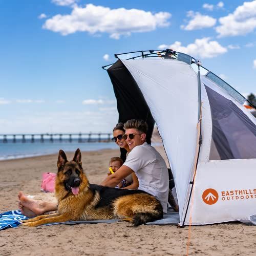  Easthills Outdoors Instant Shader Silver Shelter XL Beach Tent 99 Wide for 4-6 Person UPF 50+ Sun Shelter - Heat Reflective and Light Blocking