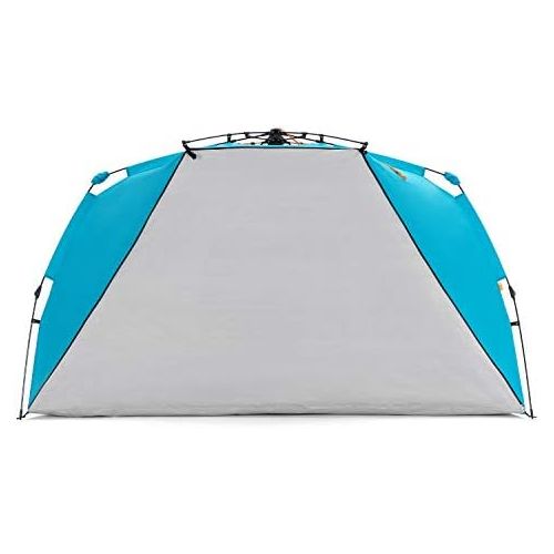  Easthills Outdoors Instant Shader Enhanced Deluxe XL Beach Tent Easy Set Up 4-6 Person Popup Sun Shelter 99 Wide for Family UPF 50+ Double Silver Coating with Extended Zippered Flo