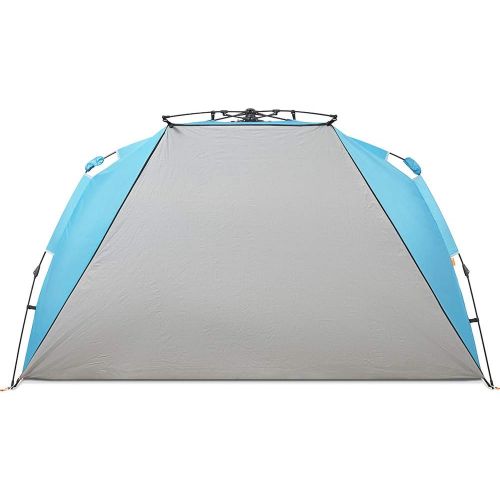  Easthills Outdoors Instant Shader Dark Shelter XL Beach Tent 99 Wide for 4-6 Person Sun Shelter UPF 50+ with Extended Zippered Porch Pacific Blue