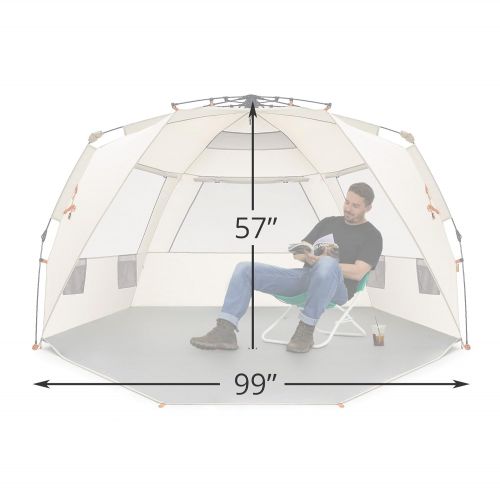  Easthills Outdoors Instant Shader Deluxe XL Easy Up 4 Person Beach Tent Sun Shelter - Extended Zippered Porch Included