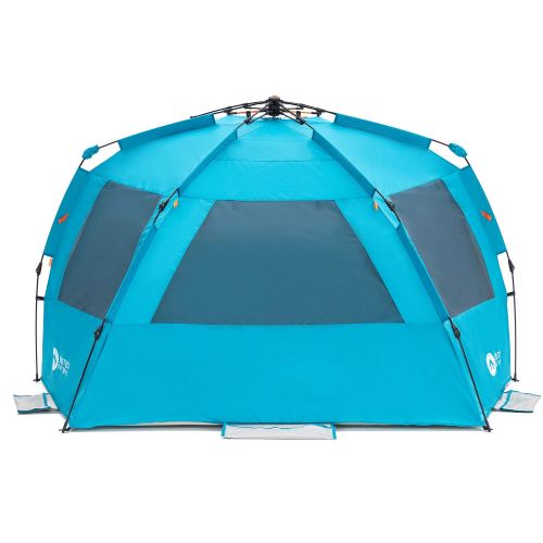  Easthills Outdoors Instant Shader Enhanced Deluxe XL Easy Up 4 Person Beach Tent Sun Shelter UPF 50+ Double Silver Coating with Extended Zippered Porch