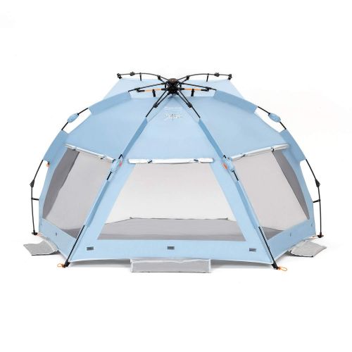  Easthills Outdoors Coastview Easy Setup Beach Tent UPF 50+ Extra Large Sun Shelter - Extended Zippered Porch Included