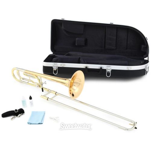  Eastman ETB430G Intermediate Performance Trombone - Gold Brass Bell - F Attachment - Clear Lacquer