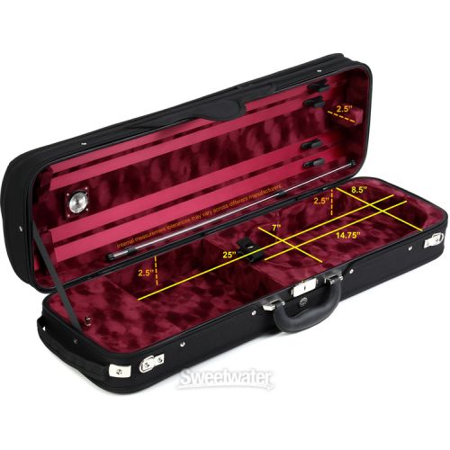  Eastman CA1904-LITE Lightweight Oblong Violin Case - 4/4 Size, Red Interior