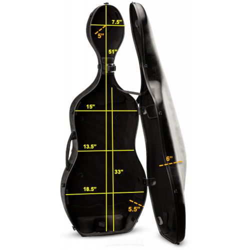  Eastman CACL30 Polycarbonate Cello Case with Wheels - 4/4 Size, Black