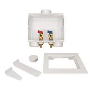 Eastman 60245 Washing Machine Outlet Box, 1/2-inch PEX, Recessed, PVC, Double Drain , White