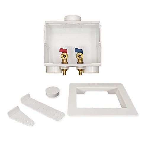  Eastman 60245 Washing Machine Outlet Box, 1/2-inch PEX, Recessed, PVC, Double Drain , White