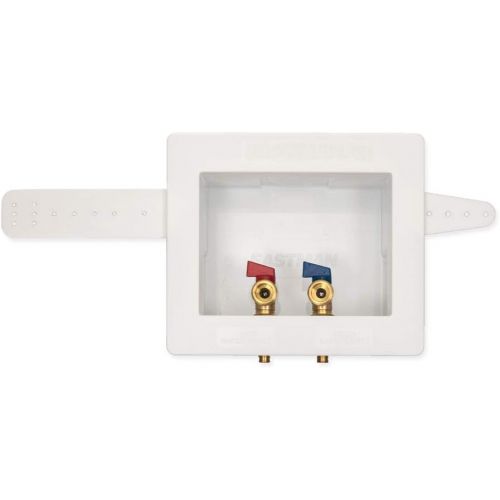  Eastman 60245 Washing Machine Outlet Box, 1/2-inch PEX, Recessed, PVC, Double Drain , White