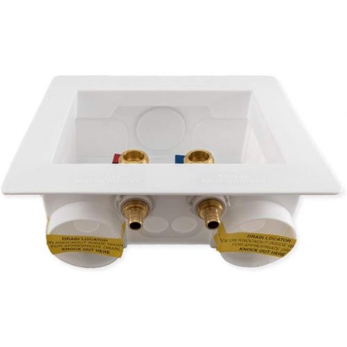  Eastman 60245 Washing Machine Outlet Box, 1/2-inch PEX, Recessed, PVC, Double Drain , White