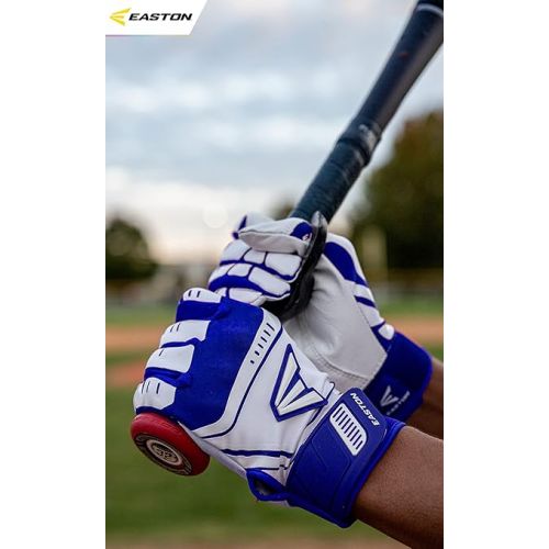 이스턴 EASTON WALK-OFF POWER LEVERAGE Batting Glove Series, Pair, Adult, 2021, Baseball Softball, Power Leverage Increases Bat Speed, Power, And Reduces Vibration, Premium Leather Palm, Neoprene Closure