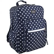 Eastsport Fashion Lifestyle Backpack with Oversized Main Compartment for School or Travel/Hiking, Navy/White Polka Dots