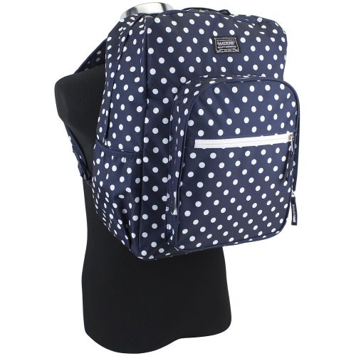  Eastsport Fashion Lifestyle Backpack with Oversized Main Compartment for School or Travel/Hiking, Navy/White Polka Dots