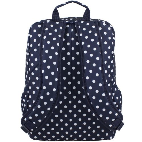  Eastsport Fashion Lifestyle Backpack with Oversized Main Compartment for School or Travel/Hiking, Navy/White Polka Dots