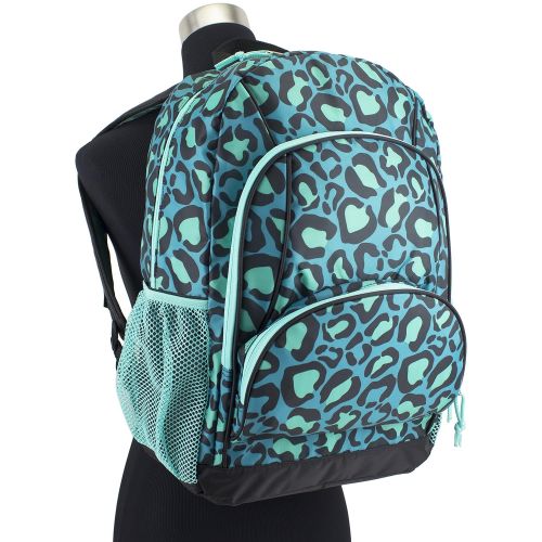  Eastsport Multi Pocket School Backpack, Blue Leopard Print