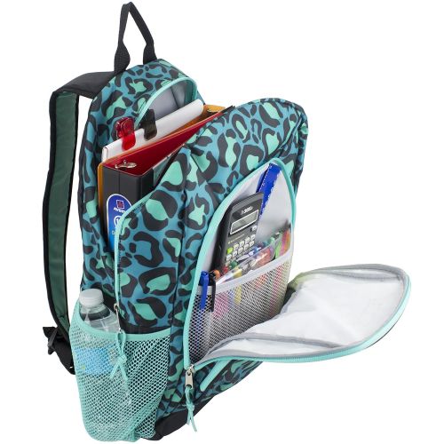  Eastsport Multi Pocket School Backpack, Blue Leopard Print