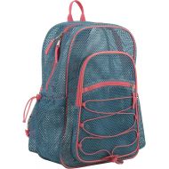 Eastsport XL Semi-Transparent Mesh Backpack with Comfort Padded Straps and Bungee, Aqua Haze/Sweet Coral Aztec Print