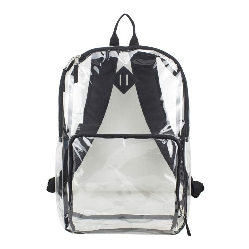  Eastsport - Backpack, PVC Plastic, 12 1/2 x 5 1/2 x 17 1/2 - Clear/Black, 193971BJBLK