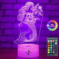 [아마존 핫딜] [아마존핫딜]Easuntec easuntec Mermaid Toys Night Light with Remote & Smart Touch 7 Colors + 16 Colors Changing Dimmable Mermaid Gifts 1 2 3 4 5 6 7 8 Year Old Girl Gifts (Mermaid 16WT)