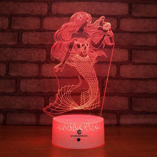  [아마존 핫딜] [아마존핫딜]Easuntec easuntec Mermaid Toys Night Light with Remote & Smart Touch 7 Colors + 16 Colors Changing Dimmable Mermaid Gifts 1 2 3 4 5 6 7 8 Year Old Girl Gifts (Mermaid 16WT)