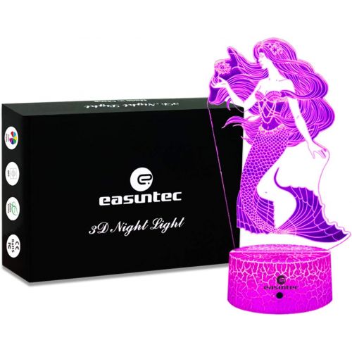  [아마존 핫딜] [아마존핫딜]Easuntec easuntec Mermaid Toys Night Light with Remote & Smart Touch 7 Colors + 16 Colors Changing Dimmable Mermaid Gifts 1 2 3 4 5 6 7 8 Year Old Girl Gifts (Mermaid 16WT)