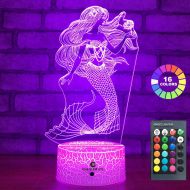[아마존베스트]Easuntec easuntec Mermaid Toys Night Light with Remote & Smart Touch 7 Colors + 16 Colors Changing Dimmable Mermaid Gifts 1 2 3 4 5 6 7 8 Year Old Girl Gifts (Mermaid 16WT)