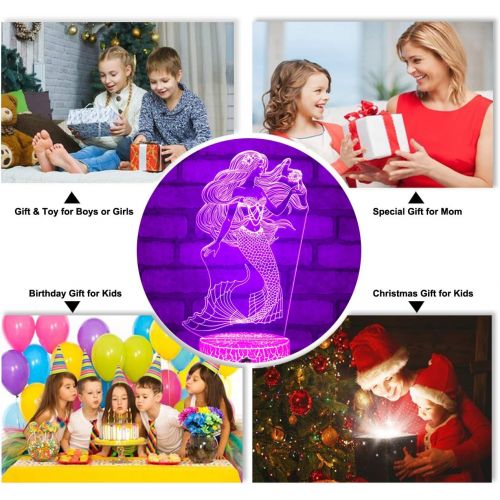  [아마존베스트]Easuntec easuntec Mermaid Toys Night Light with Remote & Smart Touch 7 Colors + 16 Colors Changing Dimmable Mermaid Gifts 1 2 3 4 5 6 7 8 Year Old Girl Gifts (Mermaid 16WT)