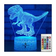 easuntec Dinosaur Toys 3D Night Light with Remote & Smart Touch 7 Colors + 16 Colors Changing Dimmable TRex Toys 1 2 3 4 5 6 7 8 Year Old Boy or Girl Gifts (TRex 16WT)