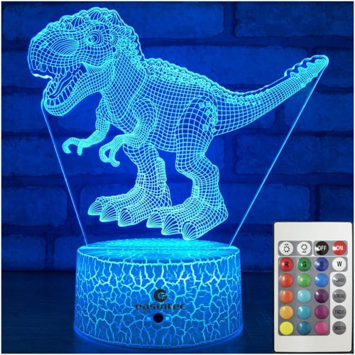  easuntec Dinosaur Toys 3D Night Light with Remote & Smart Touch 7 Colors + 16 Colors Changing Dimmable TRex Toys 1 2 3 4 5 6 7 8 Year Old Boy or Girl Gifts (TRex 16WT)