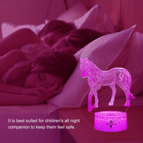  [아마존베스트]Easuntec Horse Gifts for Girls,Horse Toys Night Lights for Kids with Timer Remote Control & Smart Touch 7 Colors Birthday Gifts for Girls Age 2 3 4 5 6 7 8 9 Year Old Girl Gifts (H