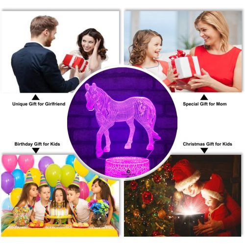  [아마존베스트]Easuntec Horse Gifts for Girls,Horse Toys Night Lights for Kids with Timer Remote Control & Smart Touch 7 Colors Birthday Gifts for Girls Age 2 3 4 5 6 7 8 9 Year Old Girl Gifts (H