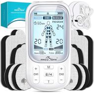 Easy@Home Electronic TENS Unit: Pain Relief Therapy - EMS Pulse Massager Rechargeable Machine - Dual Channel 24 Modes 20 Intensities 16 Pads TENS and Powered Muscle Stimulator EHE020