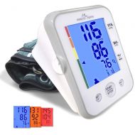Large Cuff Easy@Home Digital Upper Arm Blood Pressure Monitor (BP Monitor), 3-Color Hypertension Backlit Display and Pulse Meter-FDA Cleared for OTC, IHB Indicator, 2 User Mode, FS