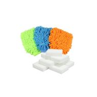 Easy Car Wash Microfiber Chenille Mitt Glove w Magic Cleaning Sponge