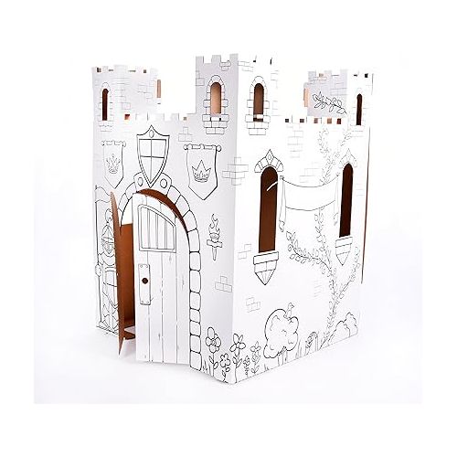  Easy Playhouse Fairy Tale Castle - Kids Art and Craft for Indoor and Outdoor Fun, Color, Draw, Doodle - Decorate and Personalize a Cardboard Fort, 32