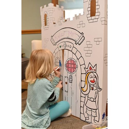  Easy Playhouse Fairy Tale Castle - Kids Art and Craft for Indoor and Outdoor Fun, Color, Draw, Doodle - Decorate and Personalize a Cardboard Fort, 32