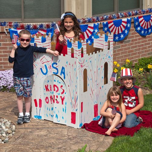  [아마존베스트]Easy Playhouse Blank Castle - Kids Art & Craft for Indoor & Outdoor Fun, Color, Draw, Doodle on this Blank Canvas  Decorate & Personalize a Cardboard Fort, 32 X 32 X 43. 5 - Made