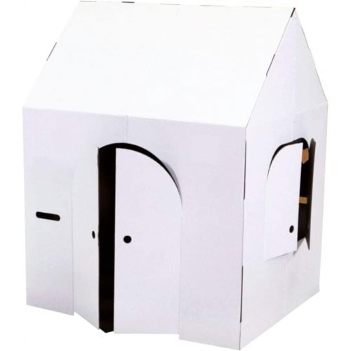  [아마존베스트]Easy Playhouse Blank Crafty Cottage - Kids Art & Craft for Indoor Fun, Color, Draw, Doodle on this Blank Canvas  Decorate & Personalize a Cardboard Fort, 32 x 26.5 x 40.5 - Made i