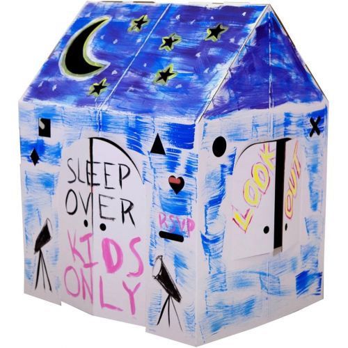  [아마존베스트]Easy Playhouse Blank Crafty Cottage - Kids Art & Craft for Indoor Fun, Color, Draw, Doodle on this Blank Canvas  Decorate & Personalize a Cardboard Fort, 32 x 26.5 x 40.5 - Made i