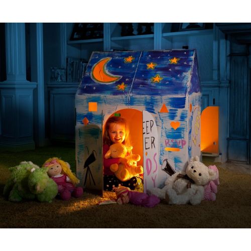  [아마존베스트]Easy Playhouse Blank Crafty Cottage - Kids Art & Craft for Indoor Fun, Color, Draw, Doodle on this Blank Canvas  Decorate & Personalize a Cardboard Fort, 32 x 26.5 x 40.5 - Made i