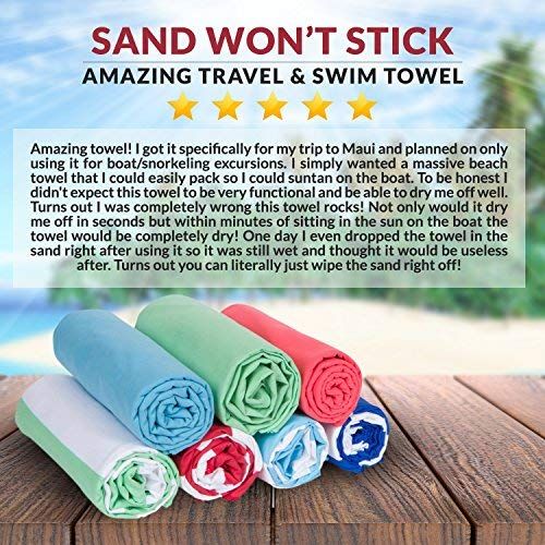  Easy Snorkel Microfiber Beach Towel H20 Aqua-Tech | Quick Dry,Travel Towel - 3x More Absorbent | Large, compact, sand-proof design made for traveling- Mega 78”x35” + XL size. Great for swim, po