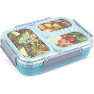 3 Compartment Stainless Steel Bento Box, 40oz Meal Prep Togo Container Reusable Bento Lunch Box for Adults, Leak & Spill Proof Snack Box, Portion Control Lunch Box with Compartments - Blue