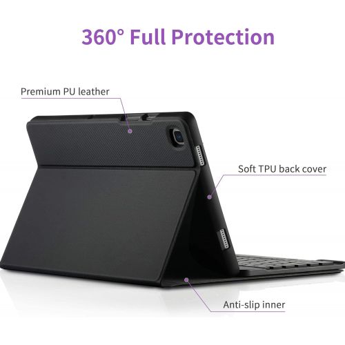  [아마존베스트]EasyAcc Keyboard Case Compatible with Samsung Galaxy Tab A7 10.4 2020 SM-T500/SM-T505, Illuminated Keyboard Magnetic Wireless Bluetooth Removable German QWERTZ Protective Case, Bla