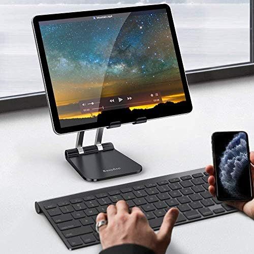  [아마존베스트]EasyAcc EassyAcc Tablet Stand Mobile Phone Holder Foldable Adjustable Universal for iPhone 12 Galaxy Tab A7 10.4 2020 S6 Lite, iPad Pro 9.7/10.5/10.2, Nintendo Switch, Air Mini, Fire, Huaw