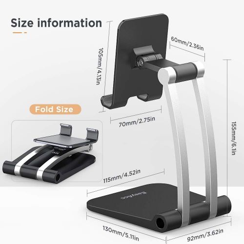  [아마존베스트]EasyAcc EassyAcc Tablet Stand Mobile Phone Holder Foldable Adjustable Universal for iPhone 12 Galaxy Tab A7 10.4 2020 S6 Lite, iPad Pro 9.7/10.5/10.2, Nintendo Switch, Air Mini, Fire, Huaw