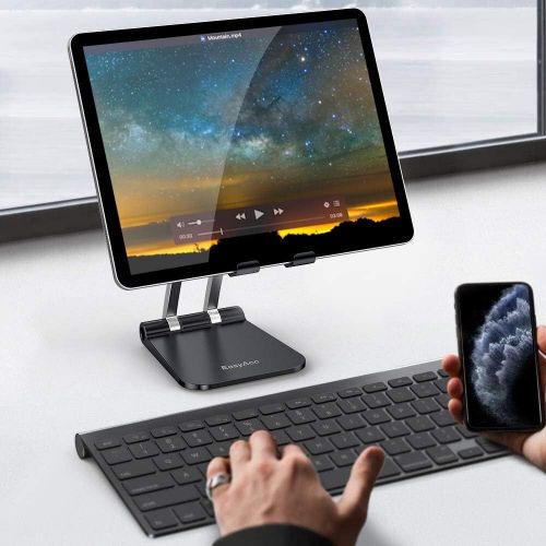  [아마존베스트]EasyAcc EassyAcc Tablet Stand Mobile Phone Holder Foldable Adjustable Universal for iPhone 12 Galaxy Tab A7 10.4 2020 S6 Lite, iPad Pro 9.7/10.5/10.2, Nintendo Switch, Air Mini, Fire, Huaw