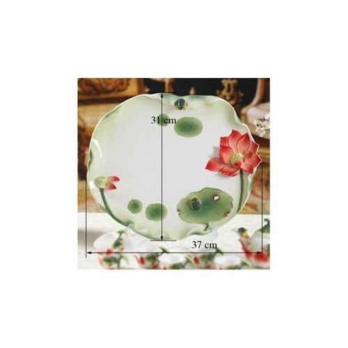  EasyChicShop Collectable Fine Arts China Porcelain Handpainted Tea Pot with 4 Cups Frog Lotus (8pcs)