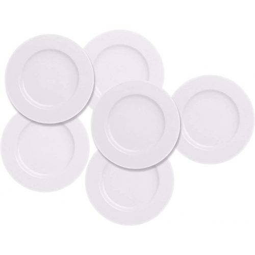  [아마존베스트]EasyDancing Salad Dessert Plate 7.5inch White Porcelain Dinner Set of 6 with Round Flat Design