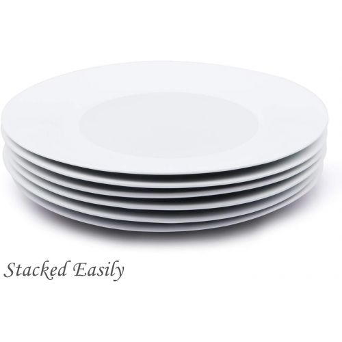  [아마존베스트]EasyDancing Salad Dessert Plate 7.5inch White Porcelain Dinner Set of 6 with Round Flat Design